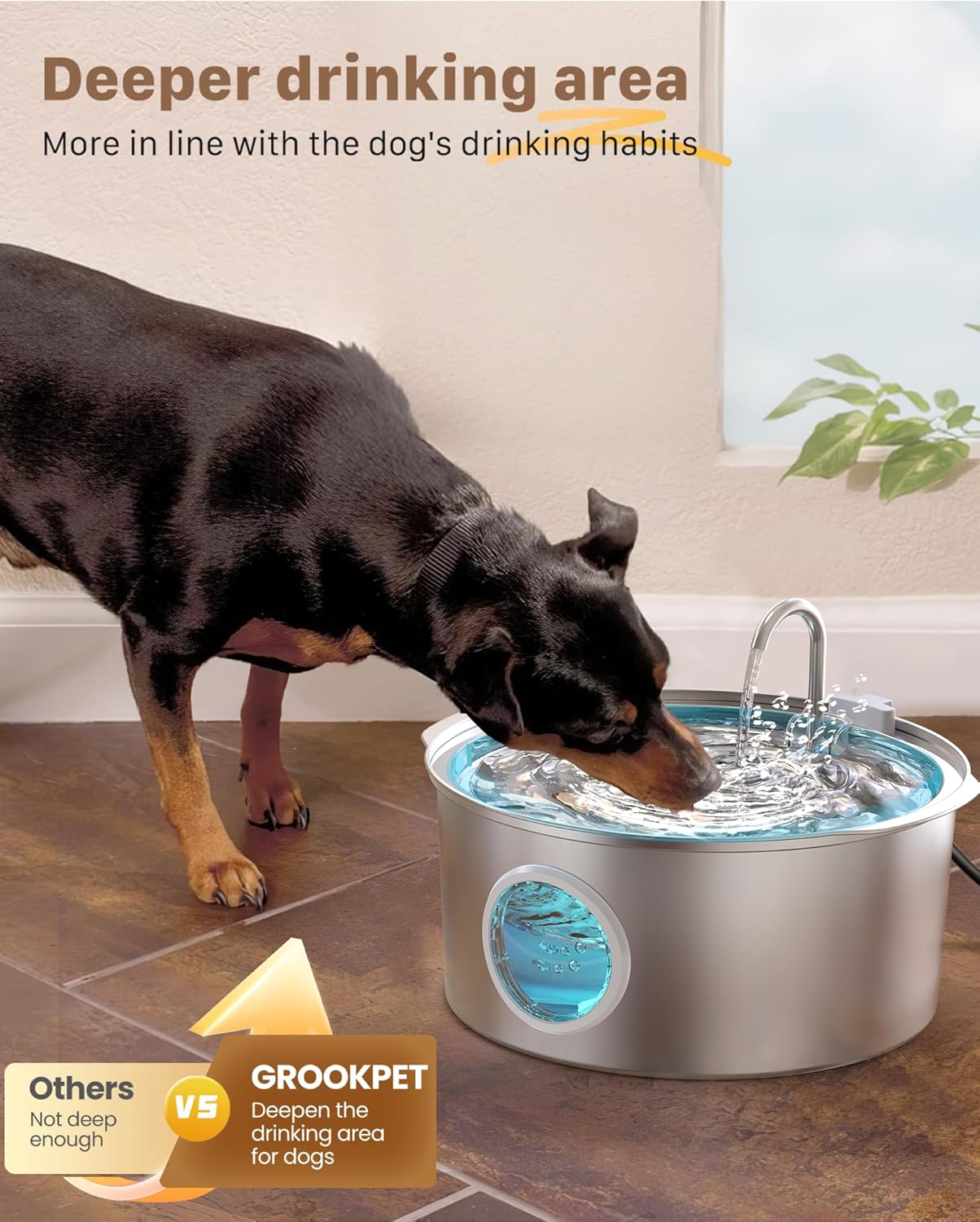 Grookpet Pet water Fountain large dogs 2