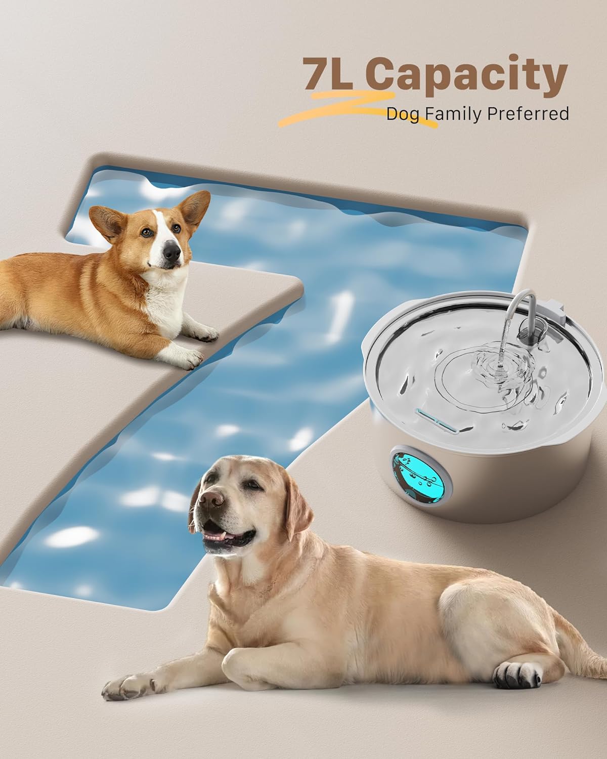 Grookpet Pet water Fountain large dogs 4