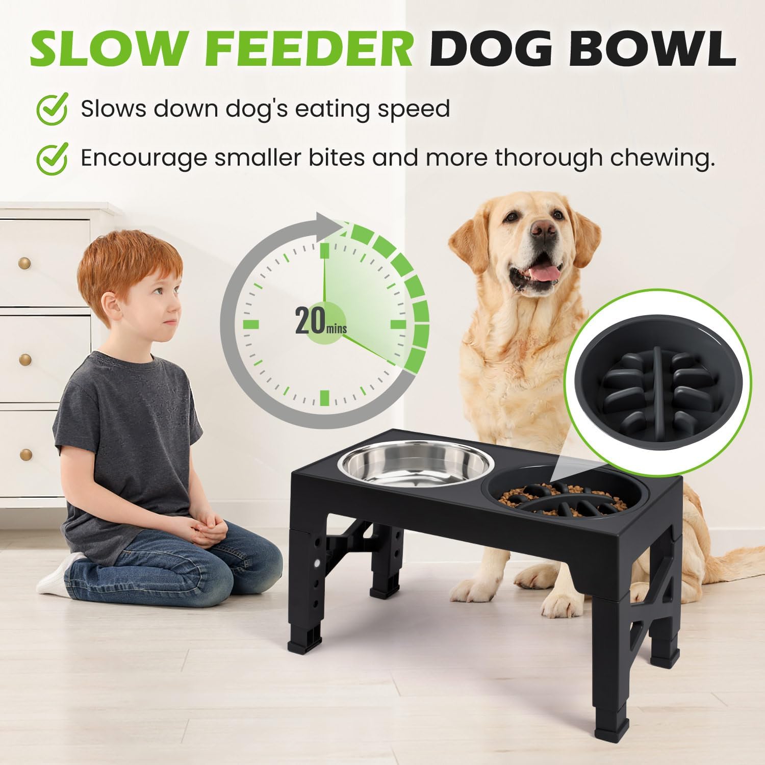 Heeyoo Elevated Slow Feeder Dog Bowls 2