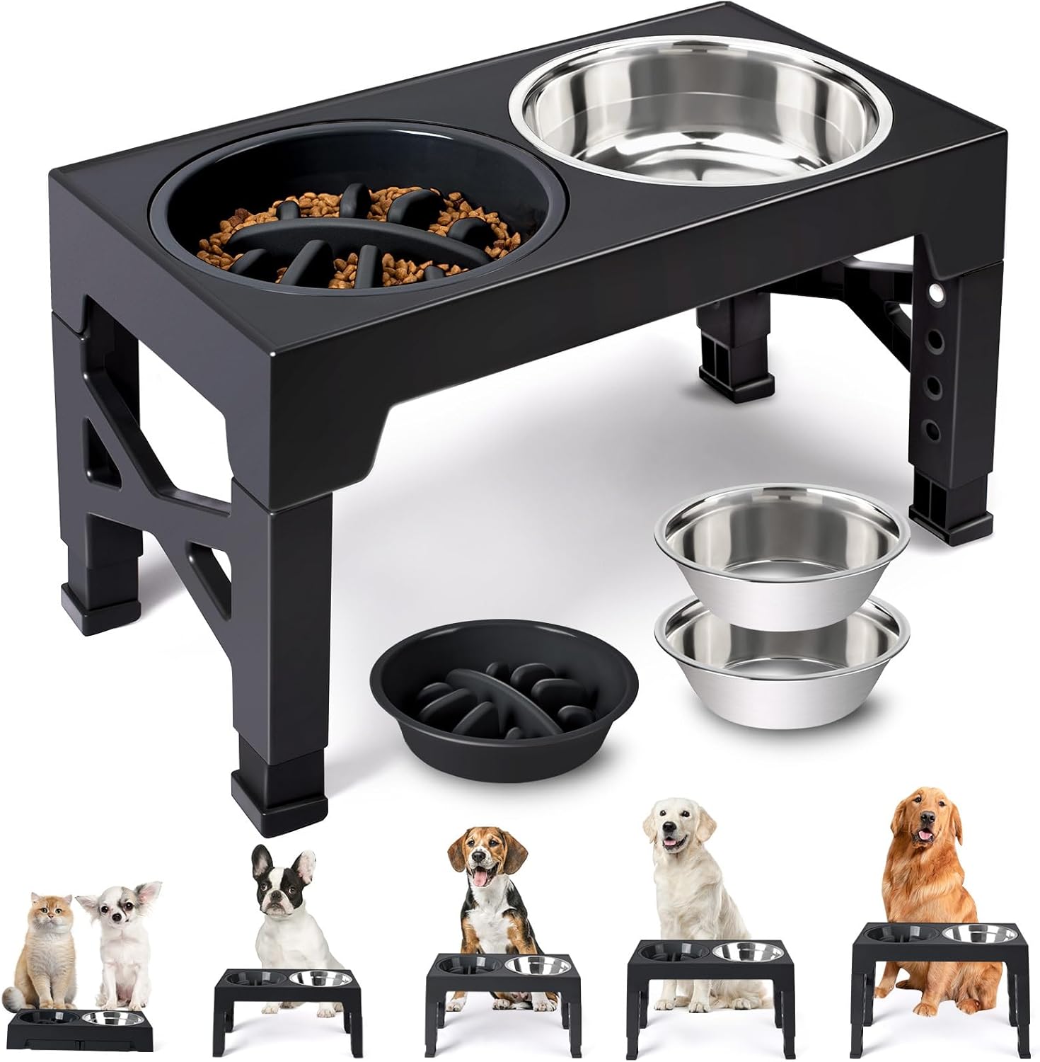Heeyoo Elevated Slow Feeder Dog Bowls
